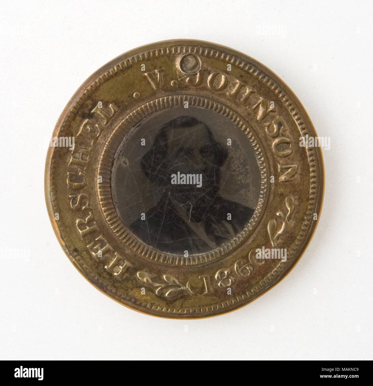 Kampagne token Unterstützung demokratischer Ticket von Stephen A. Douglas und Herschel V. Johnson im Jahr 1860 Präsidentschaftswahlen. Titel: Stephen A. Douglas und Herschel V. Johnson Präsidentschaftswahlkampf Token. 1860. Stockfoto