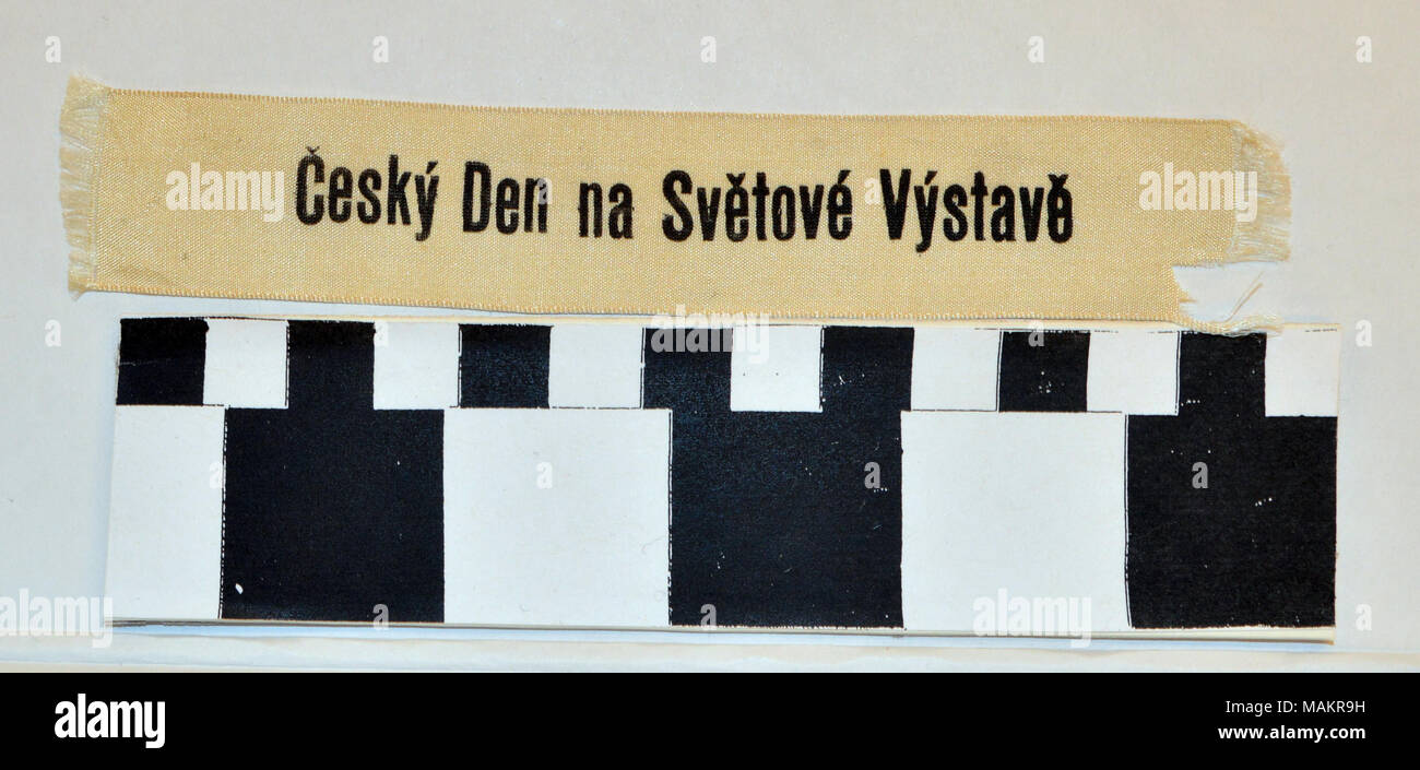 Tschechische Tag Ribbon. Von Associated Press reporter George Cruser hench an der World's Fair 1904 gesammelt. Tschechische Tag war am 6. September 1904 statt. Titel: Tschechische Tag Band gesammelt von George hench an der Weltausstellung 1904. 1904. Stockfoto
