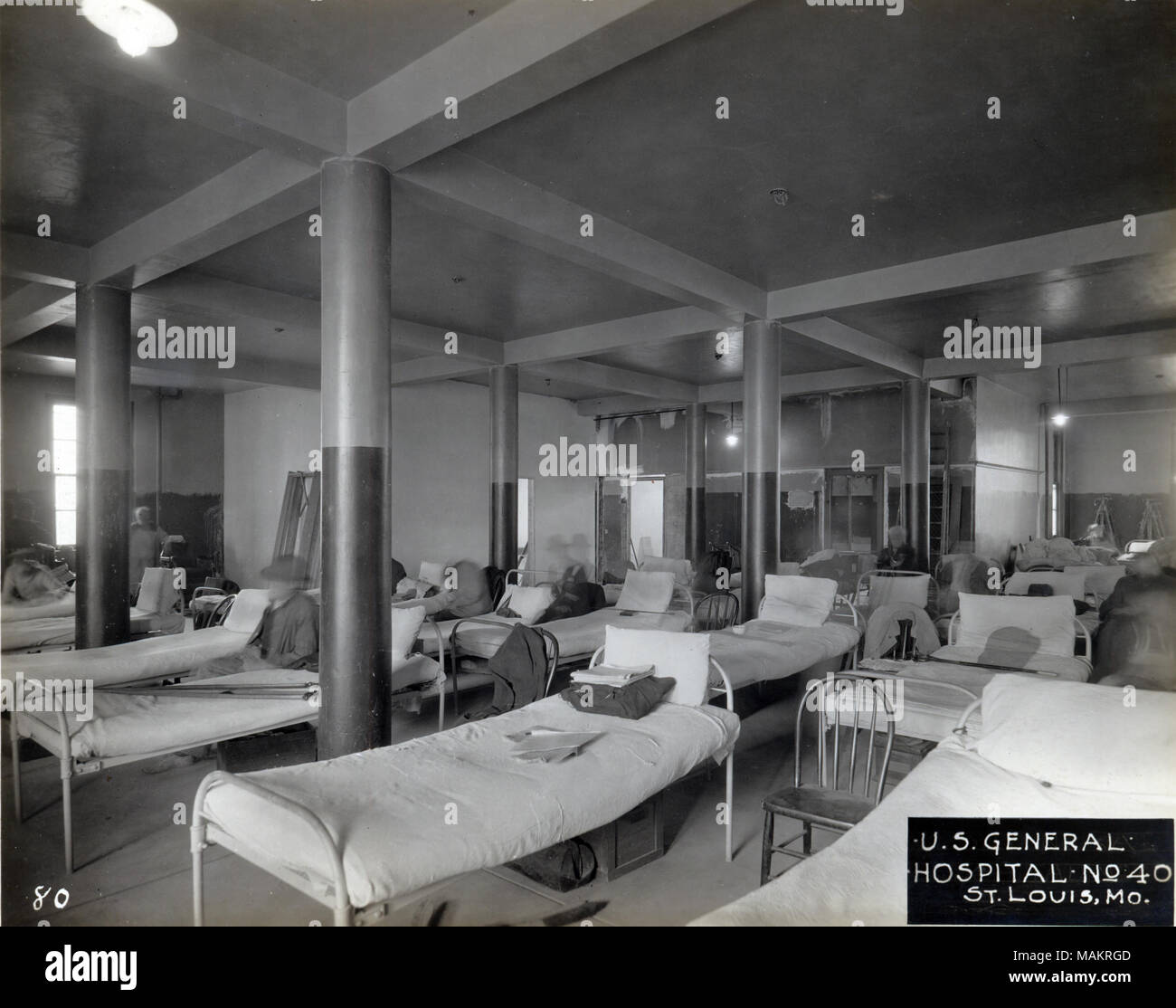 Titel: Station: Innenraum in den USA General Hospital #40. 5900 Arsenal Street. . 1919. W.C. Personen Stockfoto