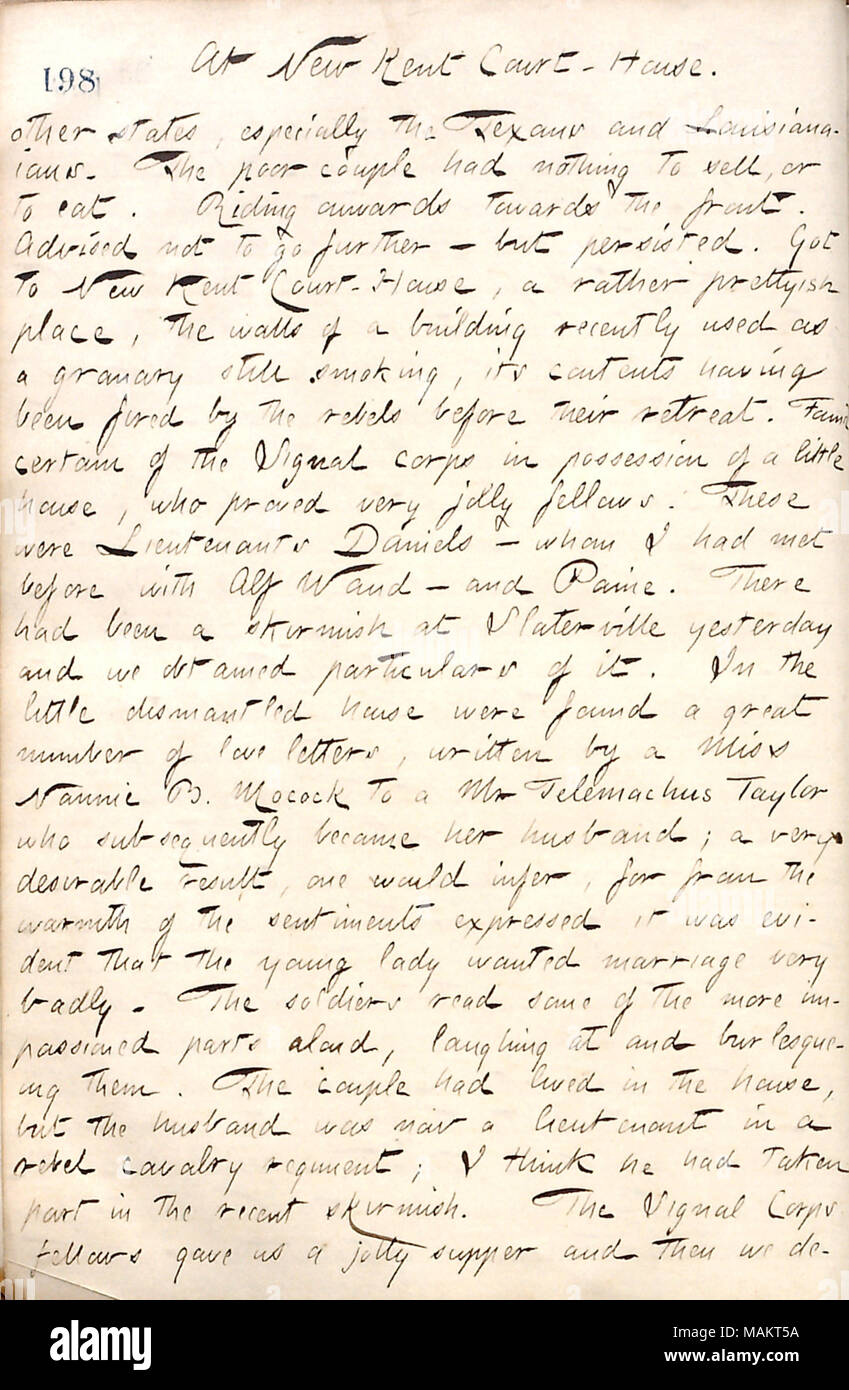 Bezüglich Veranstaltungen während der März der Armee des Potomac von Williamsburg. Titel: Thomas Butler Gunn Tagebücher: Band 19, Seite 228, 10. Mai 1862. 10. Mai 1862. Gunn, Thomas Butler, 1826-1903 Stockfoto