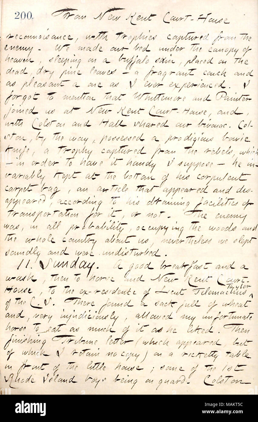 Bezüglich Veranstaltungen während der März der Armee des Potomac von Williamsburg. Titel: Thomas Butler Gunn Tagebücher: Band 19, Seite 230, 10. Mai 1862. 10. Mai 1862. Gunn, Thomas Butler, 1826-1903 Stockfoto
