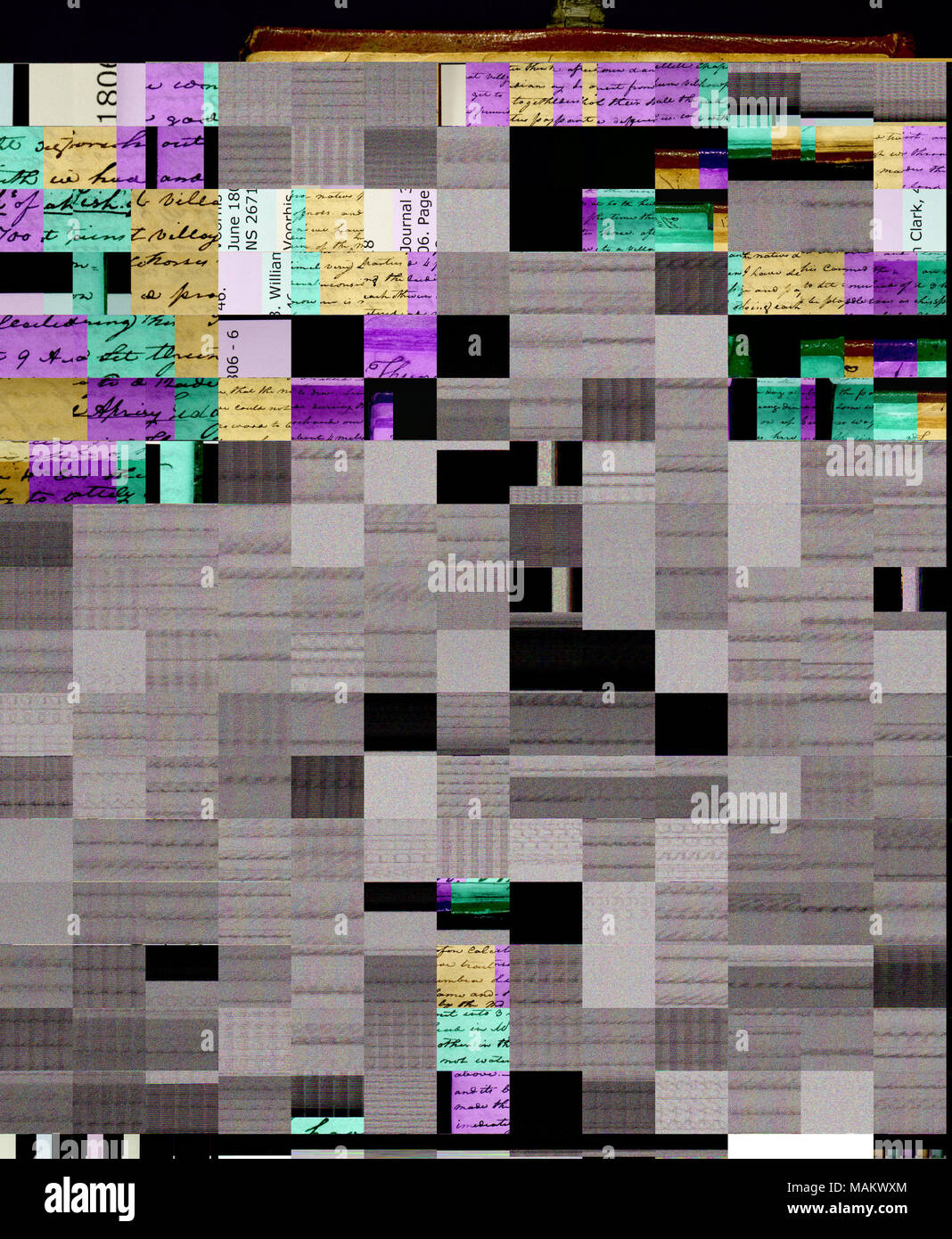 "Die Curloos reichlich sind in diesen Ebenen und sind jetzt ihre Eier...' Eintrag vom 25. April 1806, cont. Voorhis Journal #3. s. 49. Kapitän W. Clarks Ms Journal Mo. 4. April bis zum 6. Juni 1806. Clark Familie Sammlung. William Clark Papiere. Missouri Historical Society Archive. Foto von Cary Horton, 2003. NS 26721. Foto und Scan (c) 2003, Missouri Historical Society. Stockfoto