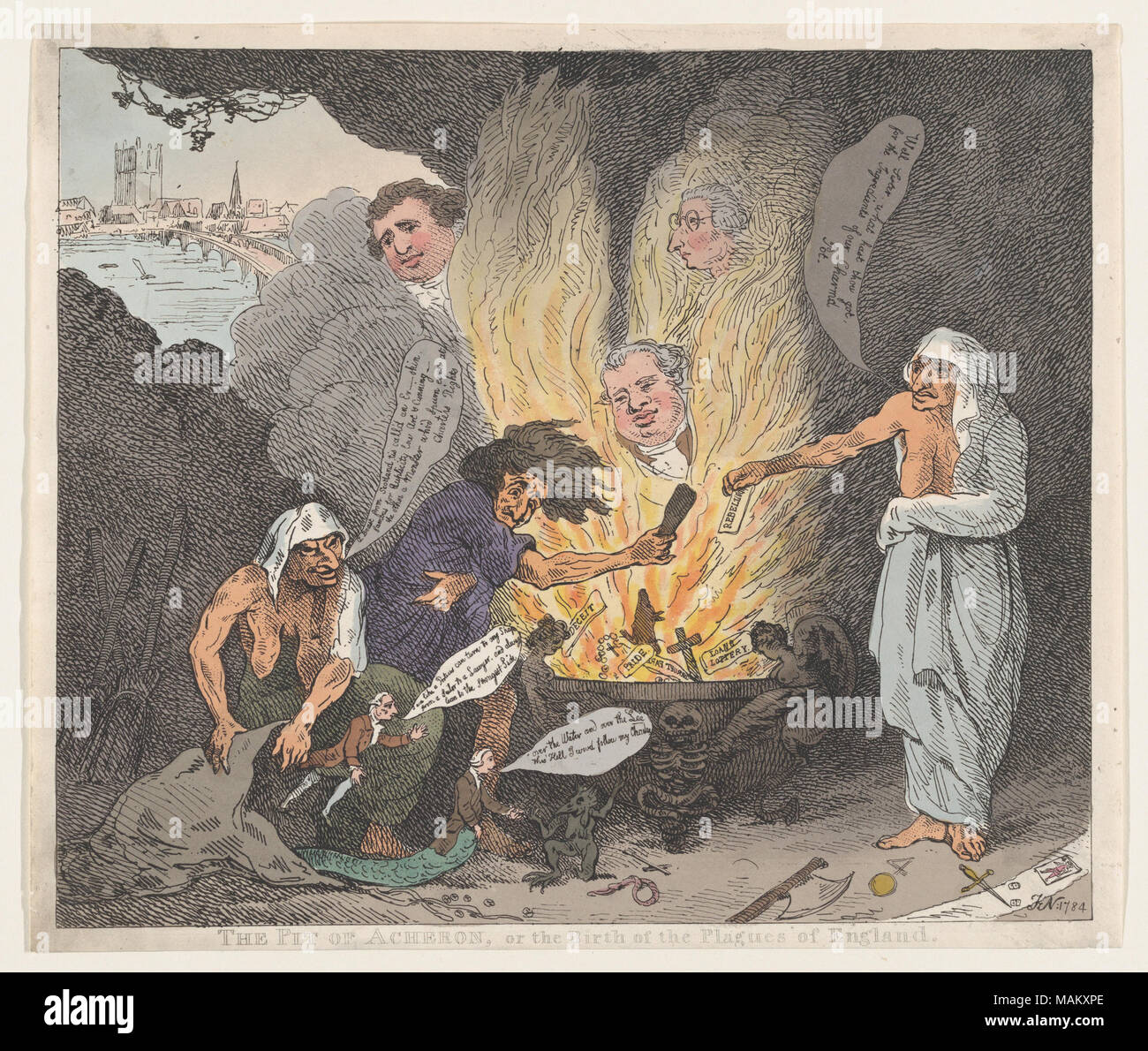 Http://www.metmuseum.org/art/collection/search/735991 Artist: Thomas Rowlandson, Britischen, London 1827 London 1757?, Verlag: William Humphrey, Britischen, 1742 vor 1814, Betreff: Charles James Fox, British, 1749?1806, die Grube von Acheron oder die Geburt der Plagen von England, 28. Januar 1784, handkolorierte Radierung, Blatt: 11 1/16 - 13. (28,1 - 33 cm). Das Metropolitan Museum of Art, New York. Der Elisa Whittelsey Sammlung, die Elisa Whittelsey Fund, 1959 (59.533.37 (b)). 28. Januar 1784. Thomas Rowlandson Stockfoto Http://www.metmuseum.org/art/collection/search/735991 Artist: Thomas Rowlandson, Britischen, London 1827 London 1757?, Verlag: William Humphrey, Britischen, 1742 vor 1814, Betreff: Charles James Fox, British, 1749?1806, die Grube von Acheron oder die Geburt der Plagen von England, 28. Januar 1784, handkolorierte Radierung, Blatt: 11 1/16 - 13. (28,1 - 33 cm). Das Metropolitan Museum of Art, New York. Der Elisa Whittelsey Sammlung, die Elisa Whittelsey Fund, 1959 (59.533.37 (b)). 28. Januar 1784. Thomas Rowlandson Stockfoto