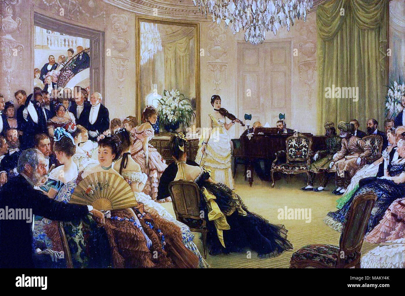 Eine aristokratische Pariser Salon im neunzehnten Jahrhundert von James Tissot. Fran ais-+??: Un salon Parisien aristocratique au XIX +? Mir si+? cle par James Tissot. . Ca. 1875. James Tissot - Stockfoto