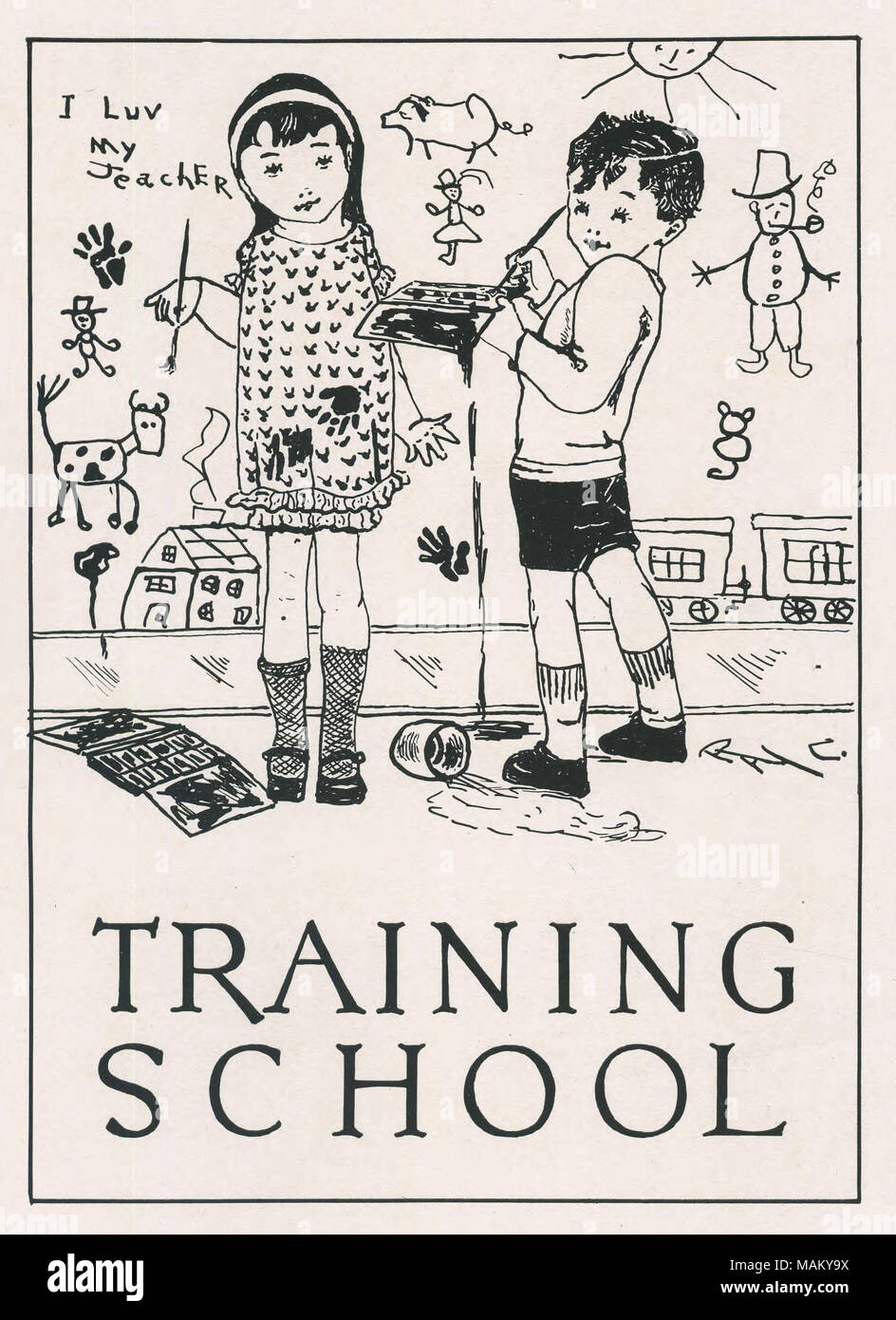 "Ausbildung Schule' Artwork in Locust Jahrbuch East Texas State Normal's College in 1922. . 1922. Stockfoto