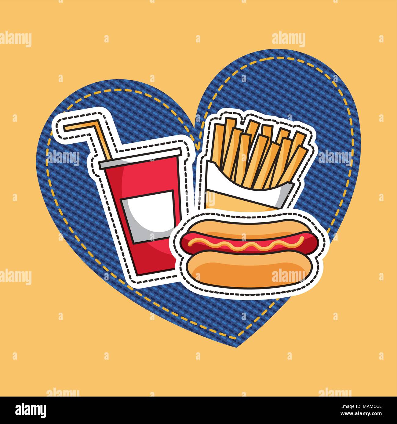 Patches fast food Stock Vektor