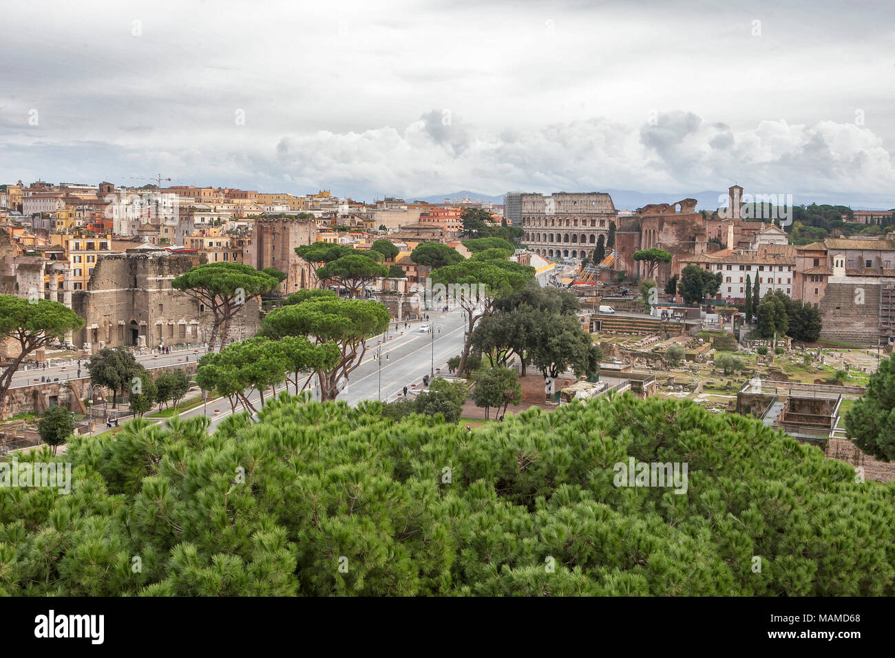 Rom, Italien, 18. November 2017 Blick auf Imperial Forum Rom Stockfoto