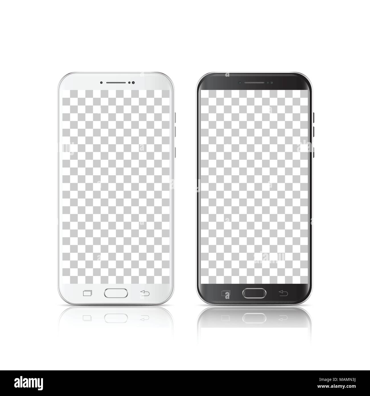 Moderne realistische Schwarz und Weiß smartphone. Mit isolierten auf transparentem Hintergrund Smartphone. 3D-Vektor Illustration des Handy. Stock Vektor