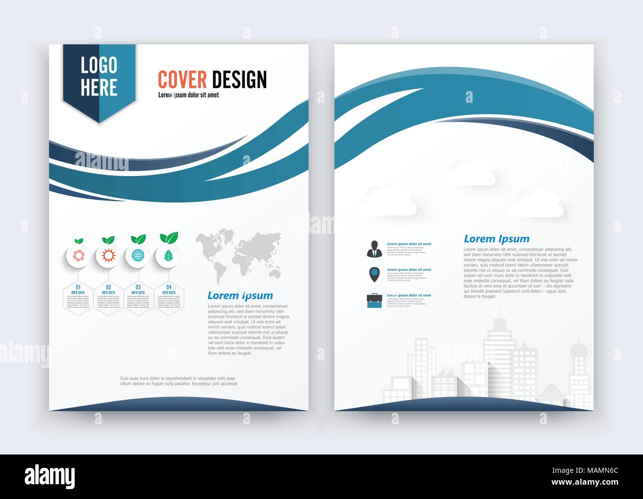 Vektor Broschuren Flyer Design Layout Vorlage Grosse Kurve Design Blaue Farbe Vorderseite Und Ruckseite Infografiken Stock Vektorgrafik Alamy