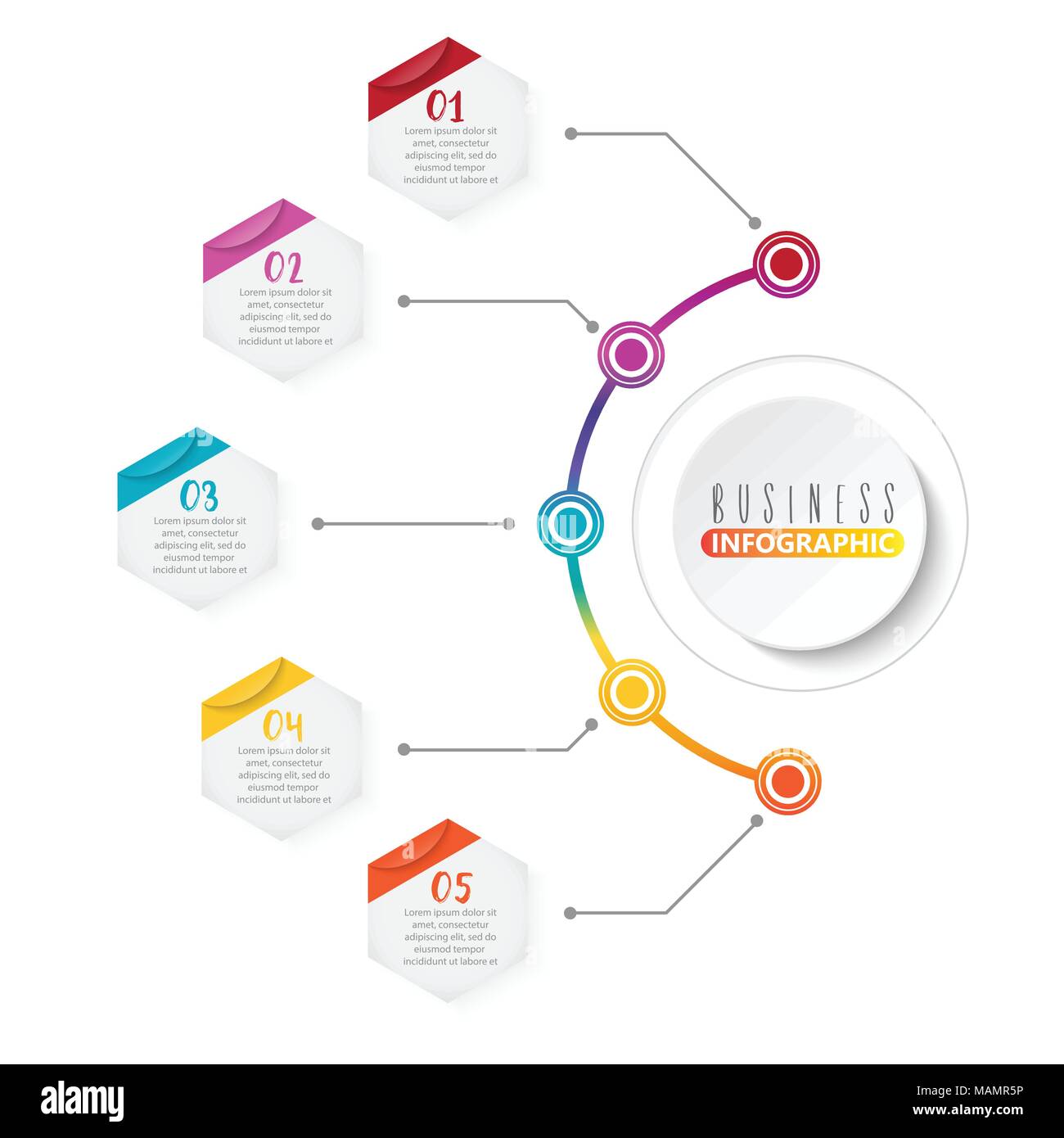 Vektor Infografik Vorlage mit 3D-Papier Etikett, Integrierte kreisen. Business Konzept mit Optionen. Für Inhalte, Schaltplan, Flussdiagramm, Schritte, Teile. Stock Vektor