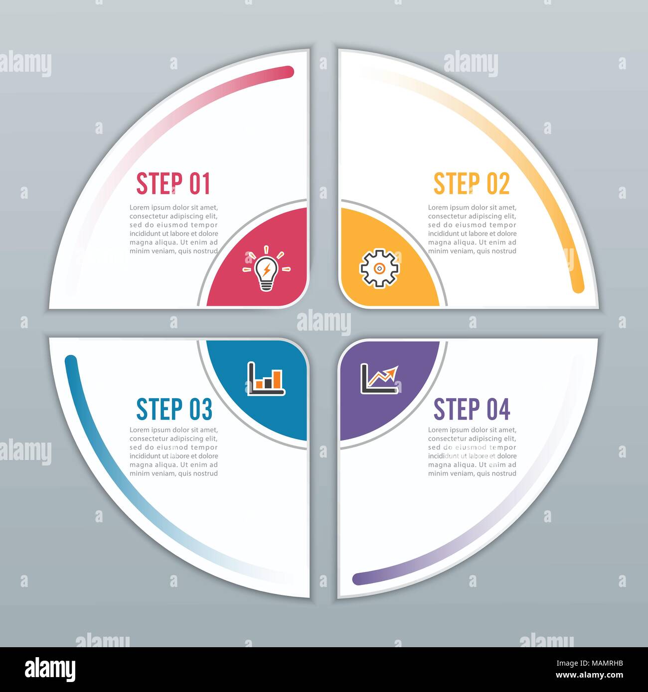 Kreis Infografik Vorlage vier Option, verarbeiten oder für Business Präsentation Stock Vektor