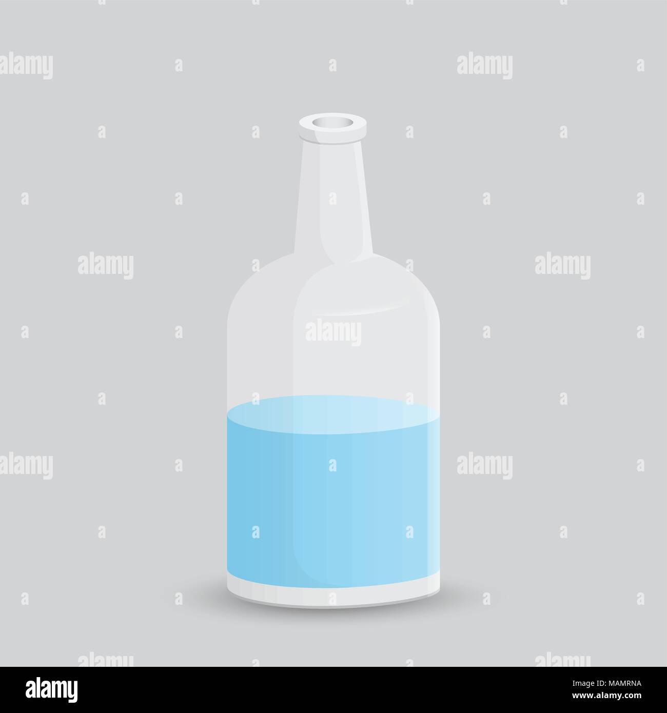 Glas Flasche mit Wasser auf einem weißen Hintergrund. Vector Illustration Flasche mit einem White Label in ihren Designs. Stock Vektor