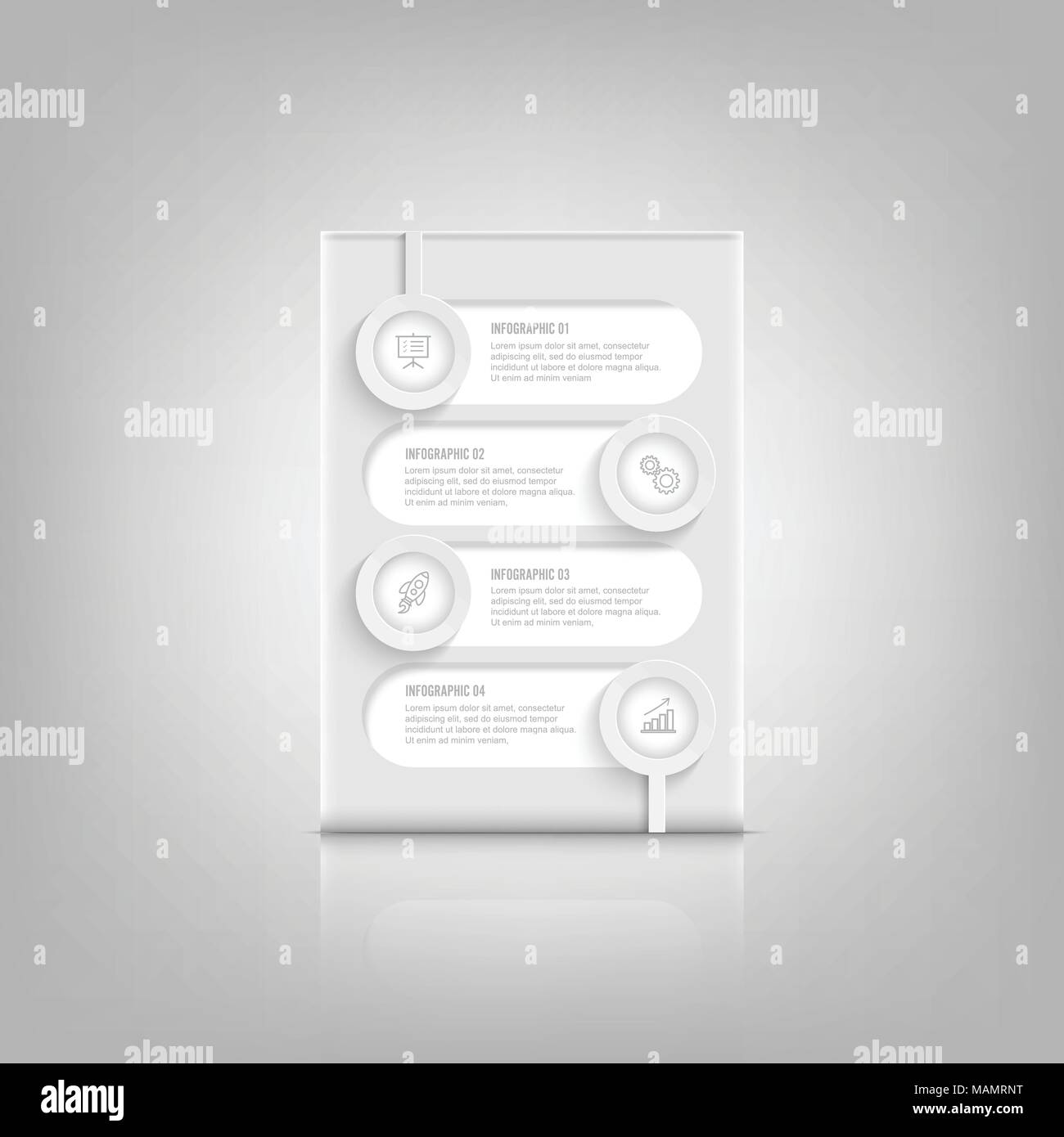 Infografik design Vector und Marketing können Symbole für Workflow Layout, Schaltplan verwendet werden, Geschäftsbericht, Web Design. Business Konzept mit 4 Optionen. Stock Vektor