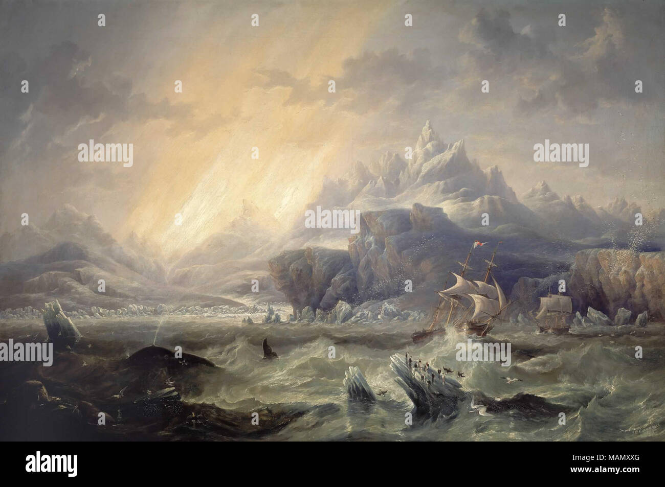 . Englisch: HMS Erebus und Terror in der Antarktis Stockfoto