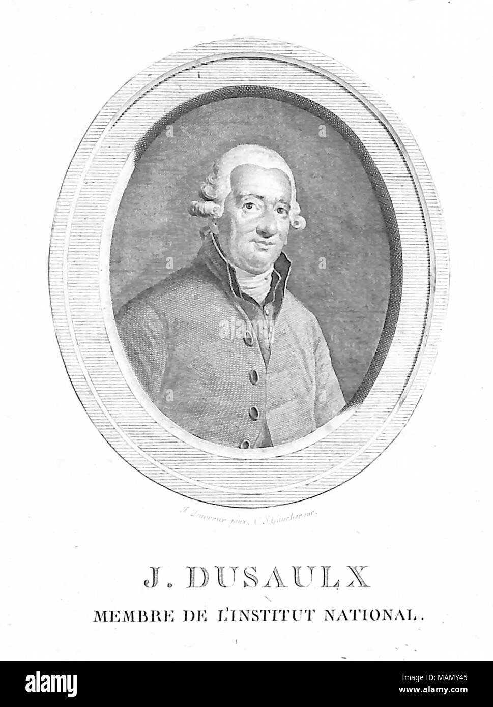 . Fran ais-+??: Portrait de Jean Dusaulx Dussaulx ou par Gaucher d'Apr?s + Ducreux. 1. Januar 1749. Grav + Stockfoto