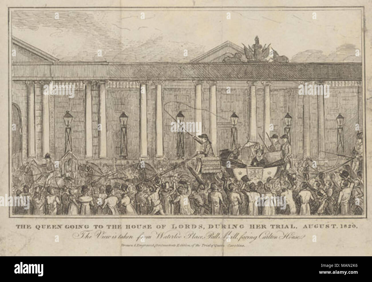 Die KÖNIGIN IN DAS HAUS DES HERREN, während ihres Versuches, AUGUST, 1820 1820. 1820. CRUIKSHANK, ISAAK ROBERT Stockfoto