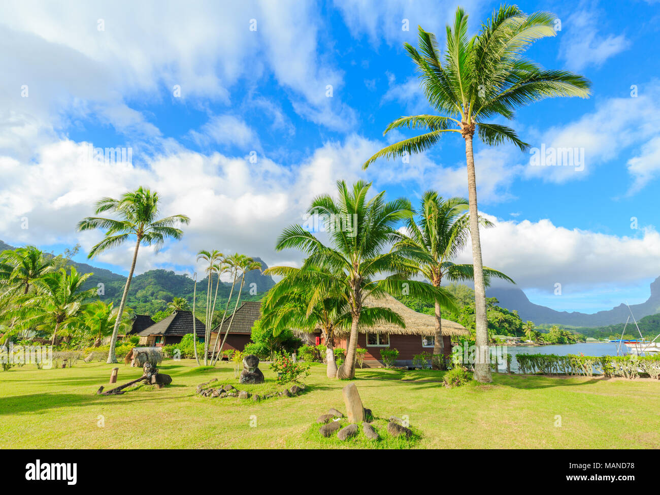 Das schöne Meer und Resort in Moorae Insel Tahiti Papeete, Französisch-Polynesien. Stockfoto