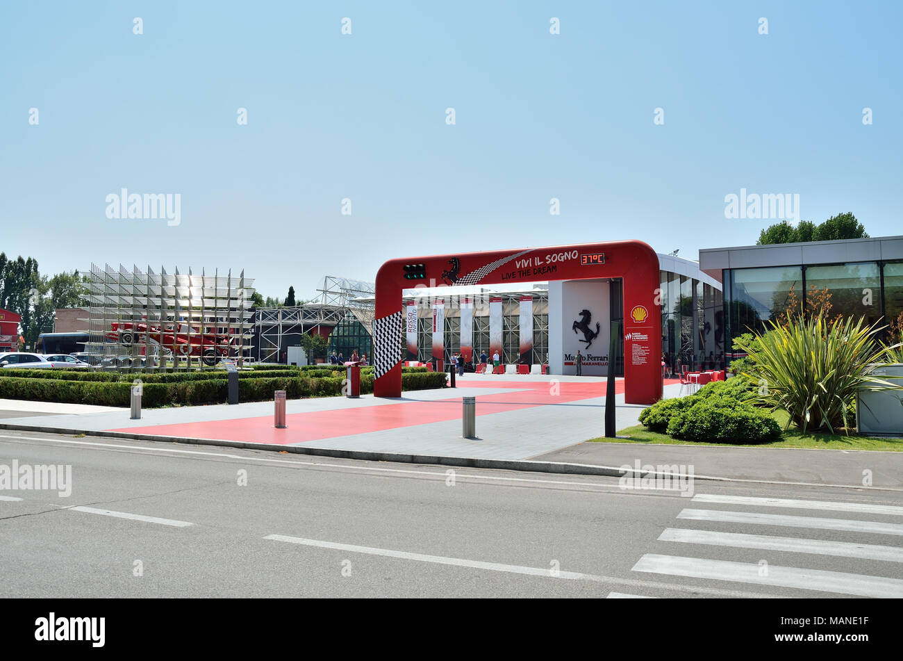 Maranello Italien 25 Juni, 2017 - Eingang zum Museum Ferrari in Maranello. Stockfoto