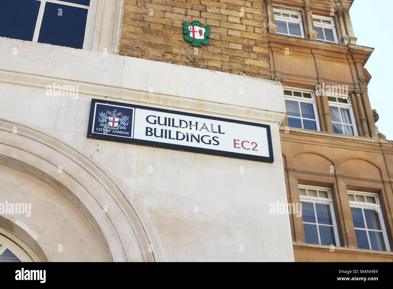 LONDON - Mai, 2017: Guildhall Gebäude Street, London, EC2, Detail. Stockfoto