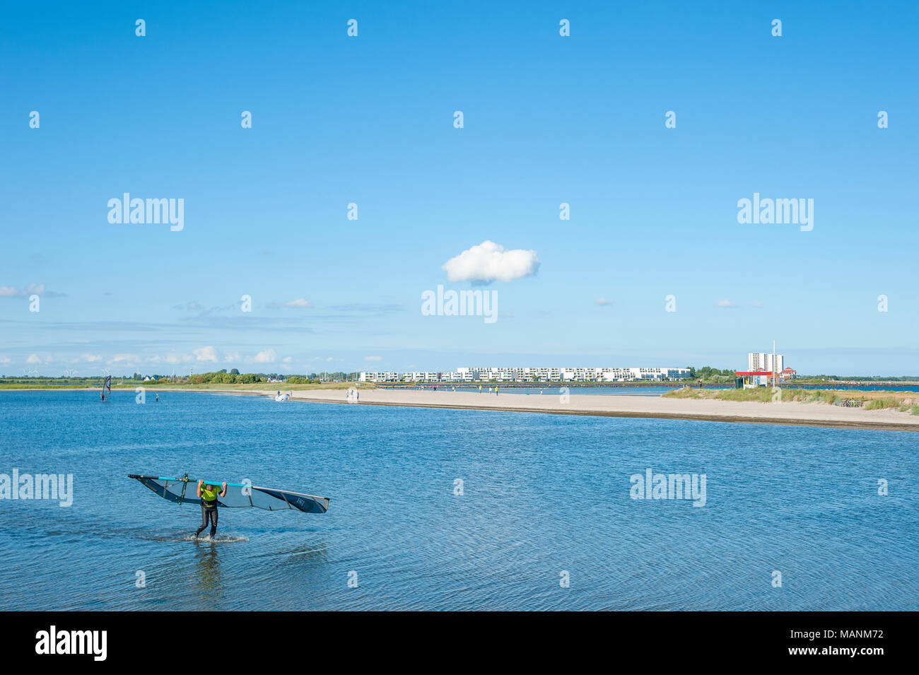 Blick von der Wulfener Hals über den Burger Binnensee Richtung Burgtiefe, Wulfen, Fehmarn, Ostsee, Schleswig-Holstein, Deutschland, Europa Stockfoto