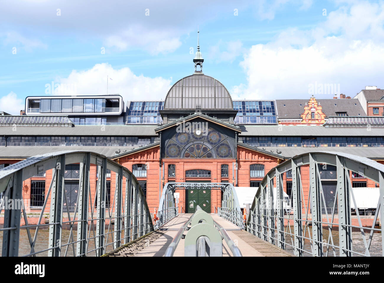 Altona Fischmarkt oder Fisch Markthalle, Hamburg. Backstein Gebäude aus Stein, berühmten Ort. Stockfoto