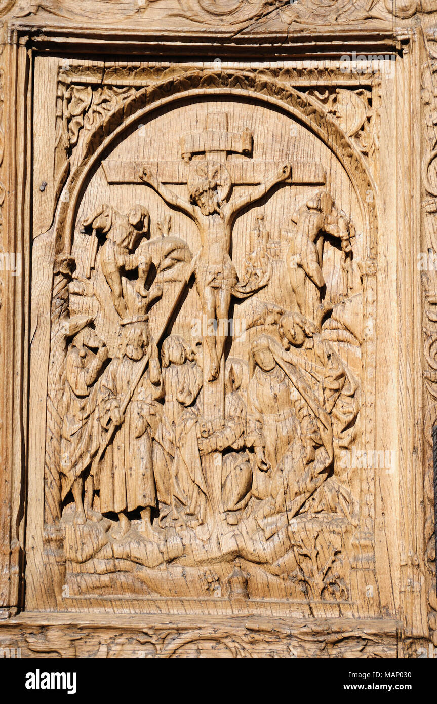 Detail des Portals, die Kathedrale von León. Castilla y León, Spanien Stockfoto