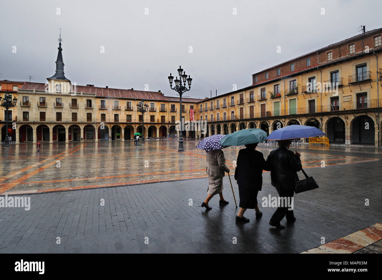 Plaza Mayor de León. Castilla y León, Spanien Stockfoto