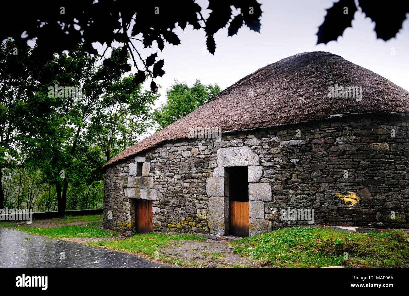 O Cebreiro. Traditionelles Haus. Galizien, Spanien Stockfoto