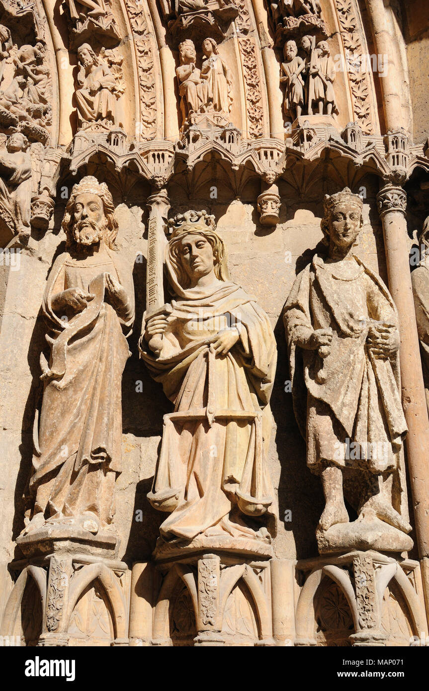 Detail des Portals, die Kathedrale von León. Castilla y León, Spanien Stockfoto