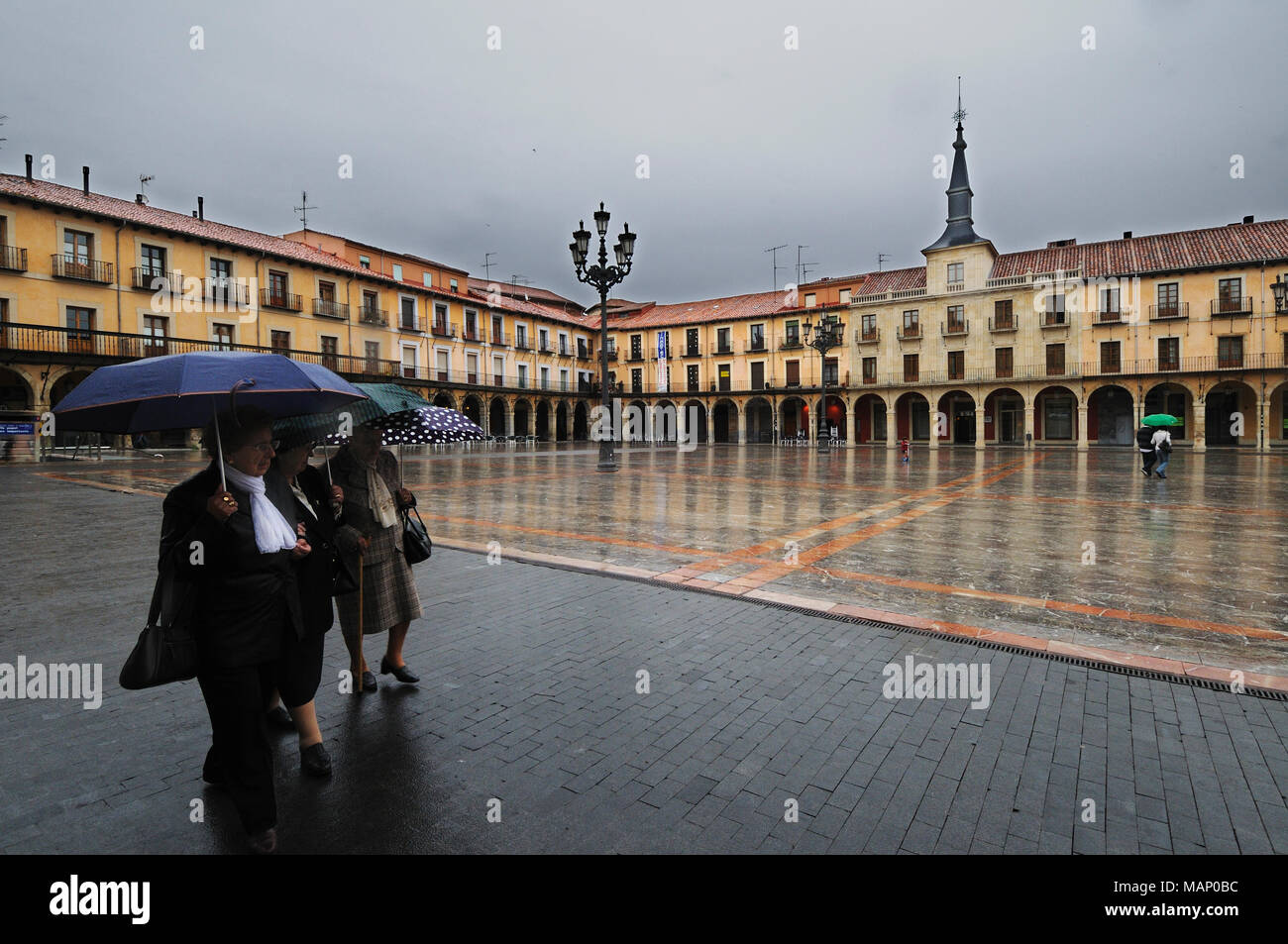 Plaza Mayor de León. Castilla y León, Spanien Stockfoto