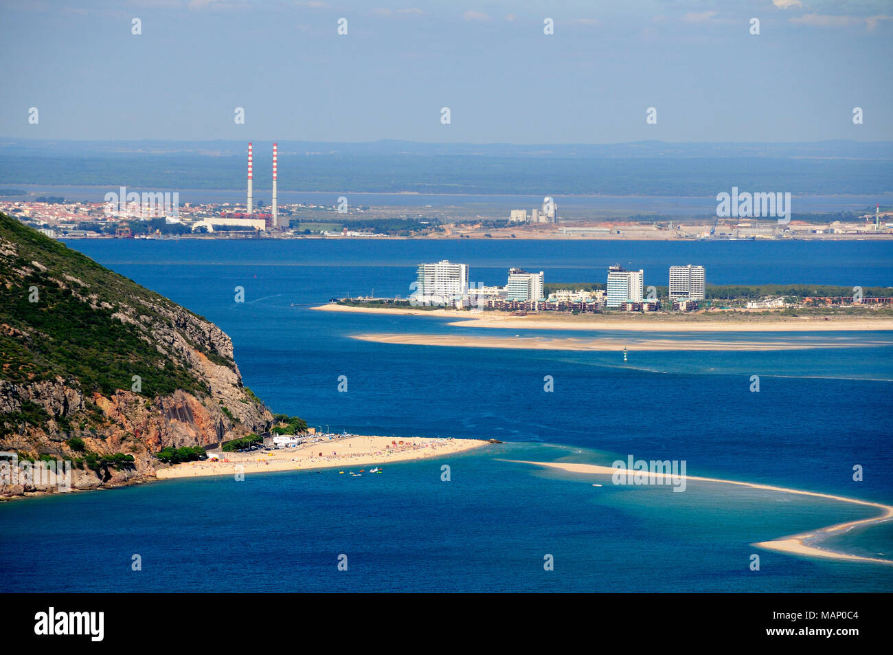Halbinsel Tróia und Figueirinha Strand. Setúbal, Portugal Stockfoto