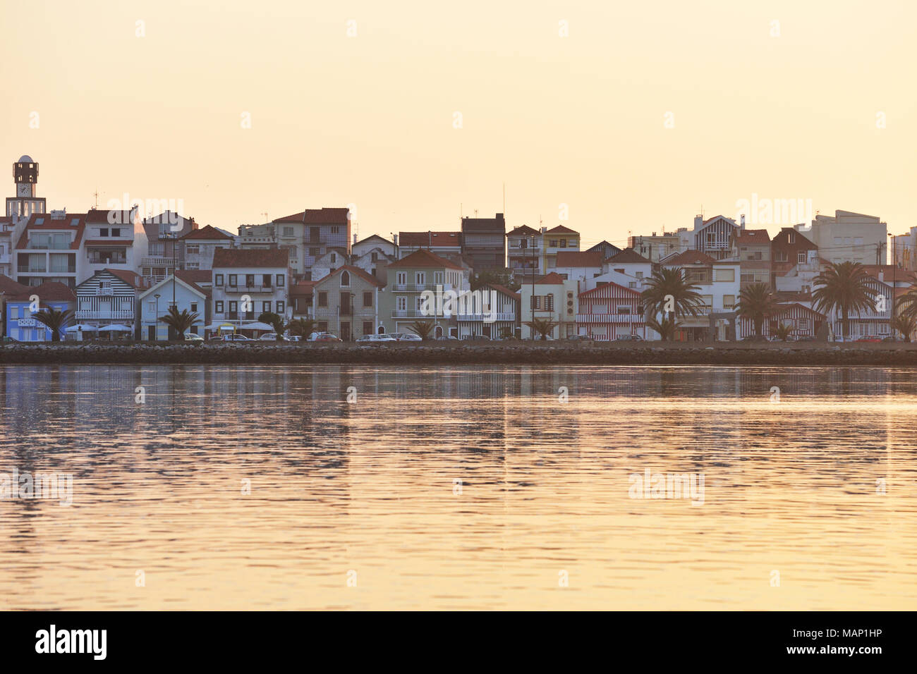 Costa Nova und Aveiro Fluß. Portugal Stockfoto
