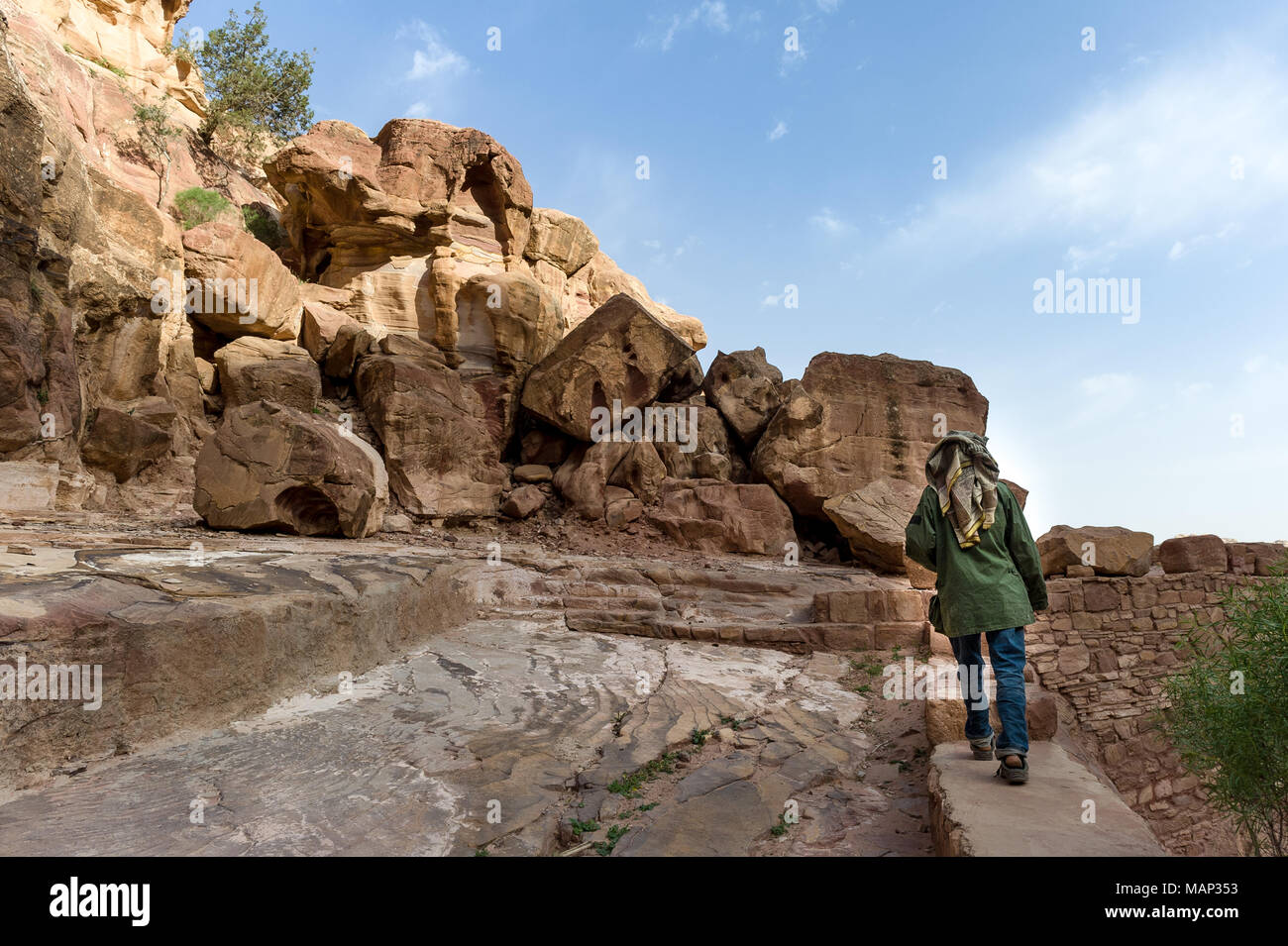 Lokalen Beduinen in den Bergen von Wadi Musa Petra. Stockfoto