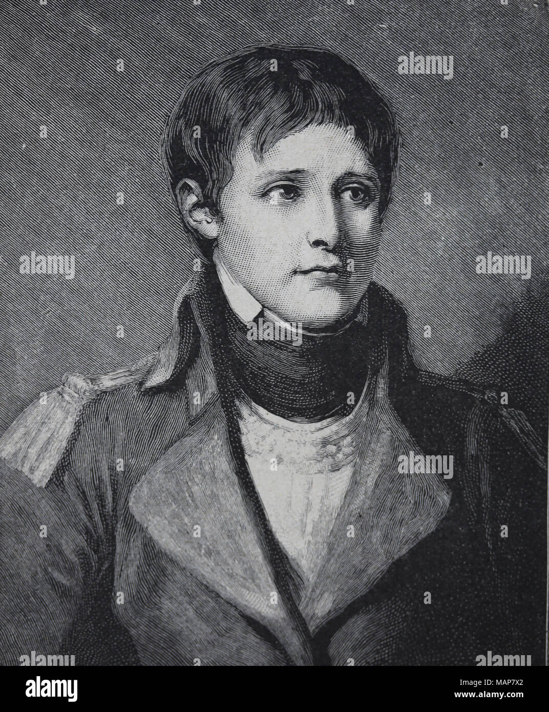 Napoleon Bonaparte (1769-1821). Französischer Staatsmann und Heerführer. Porträt. Gravur, 19. Stockfoto