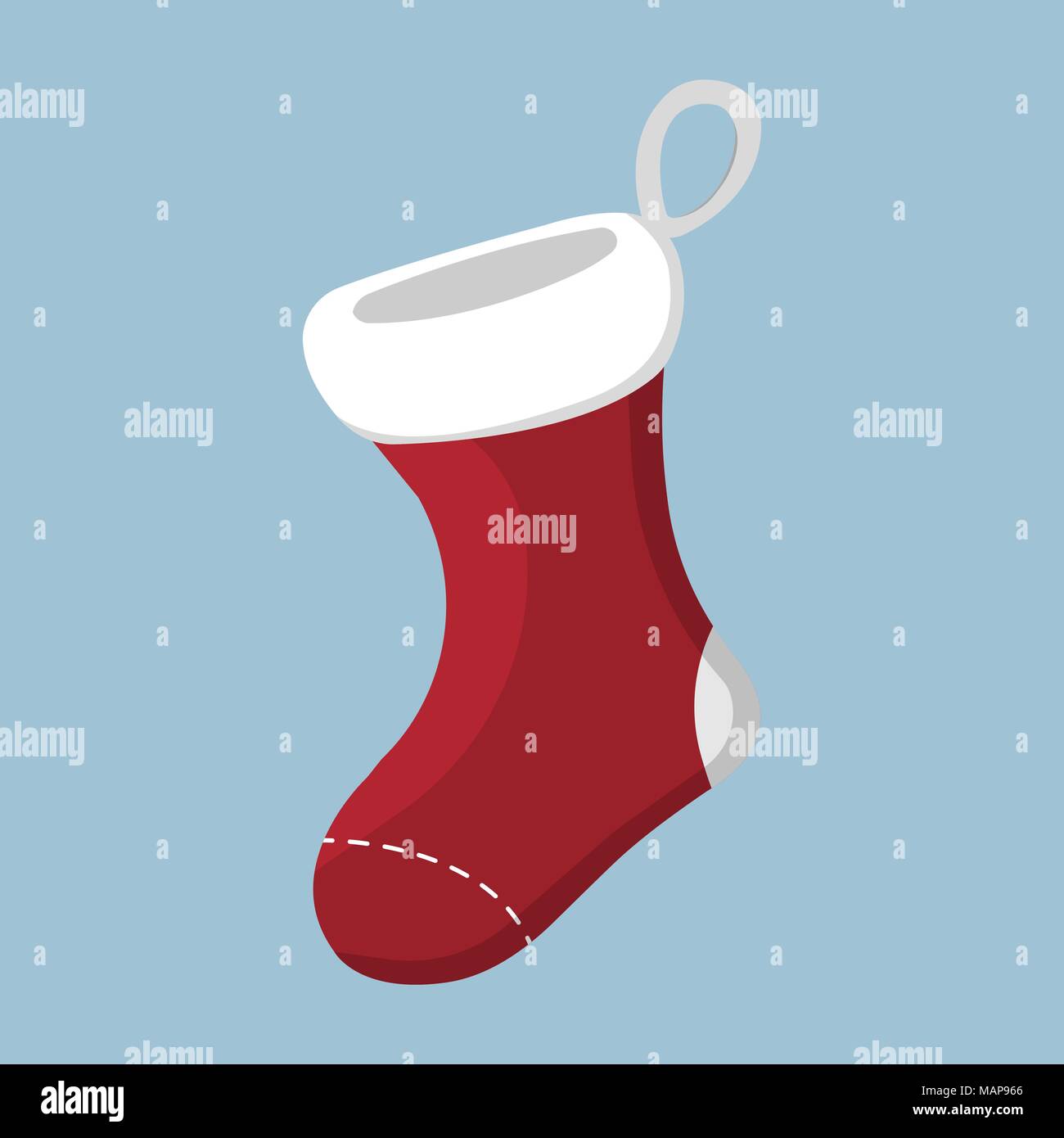 Socke XMas-Symbol. Cartoon Stil. Vector Illustration für Weihnachten. Stock Vektor