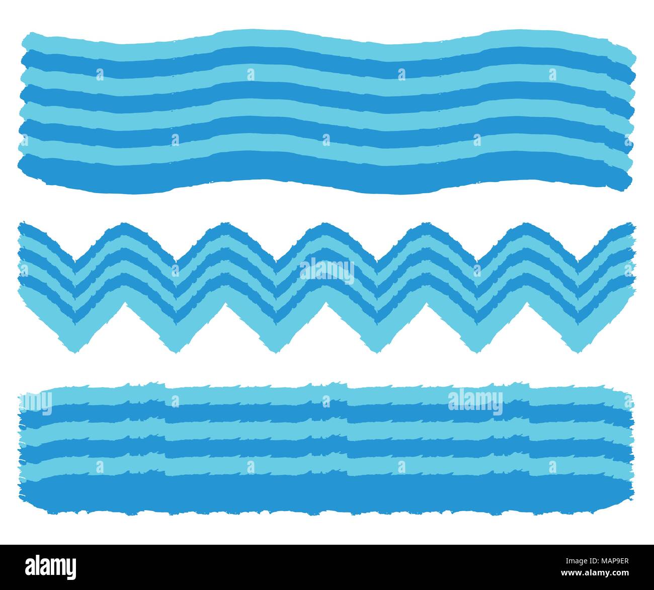 Satz von Hand bemalt Wave Pinselstriche. Aquarell Wave Bürste. Vector Illustration. Stock Vektor