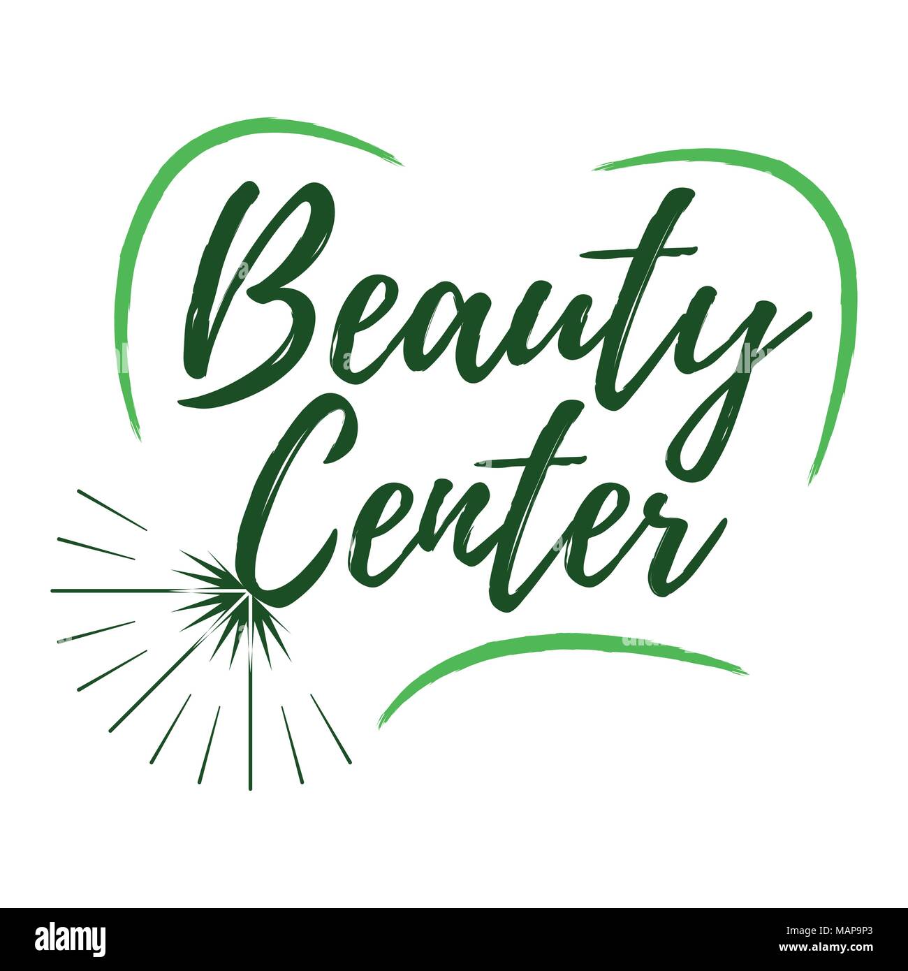 Beauty Center label. Eco style und Wellness leben. Gesunder Lebensstil Abzeichen. Vector Illustration Symbol mit Sunburst. Stock Vektor