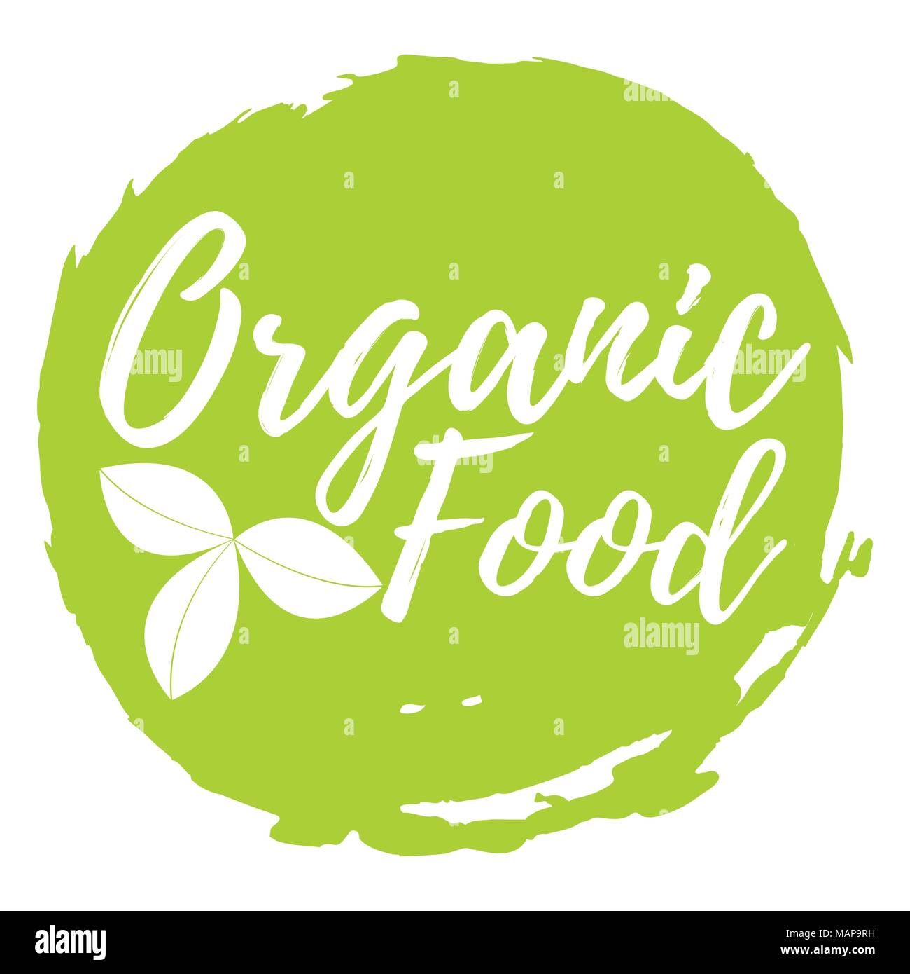 Organic Food label. Font mit der Bürste. Nahrungsmittelintoleranz Symbole und Abzeichen. Vector Illustration Symbol. Stock Vektor