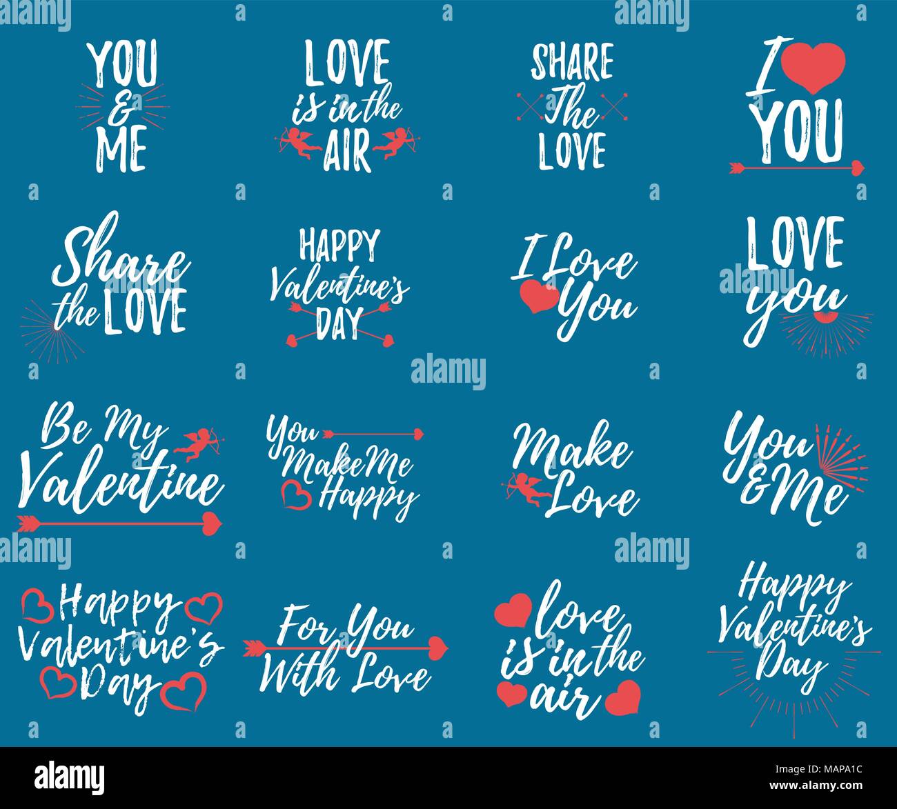 Einstellen der Liebe label. Font mit der Bürste. Valentines Tag Abzeichen. Vector Illustration Symbol. Stock Vektor