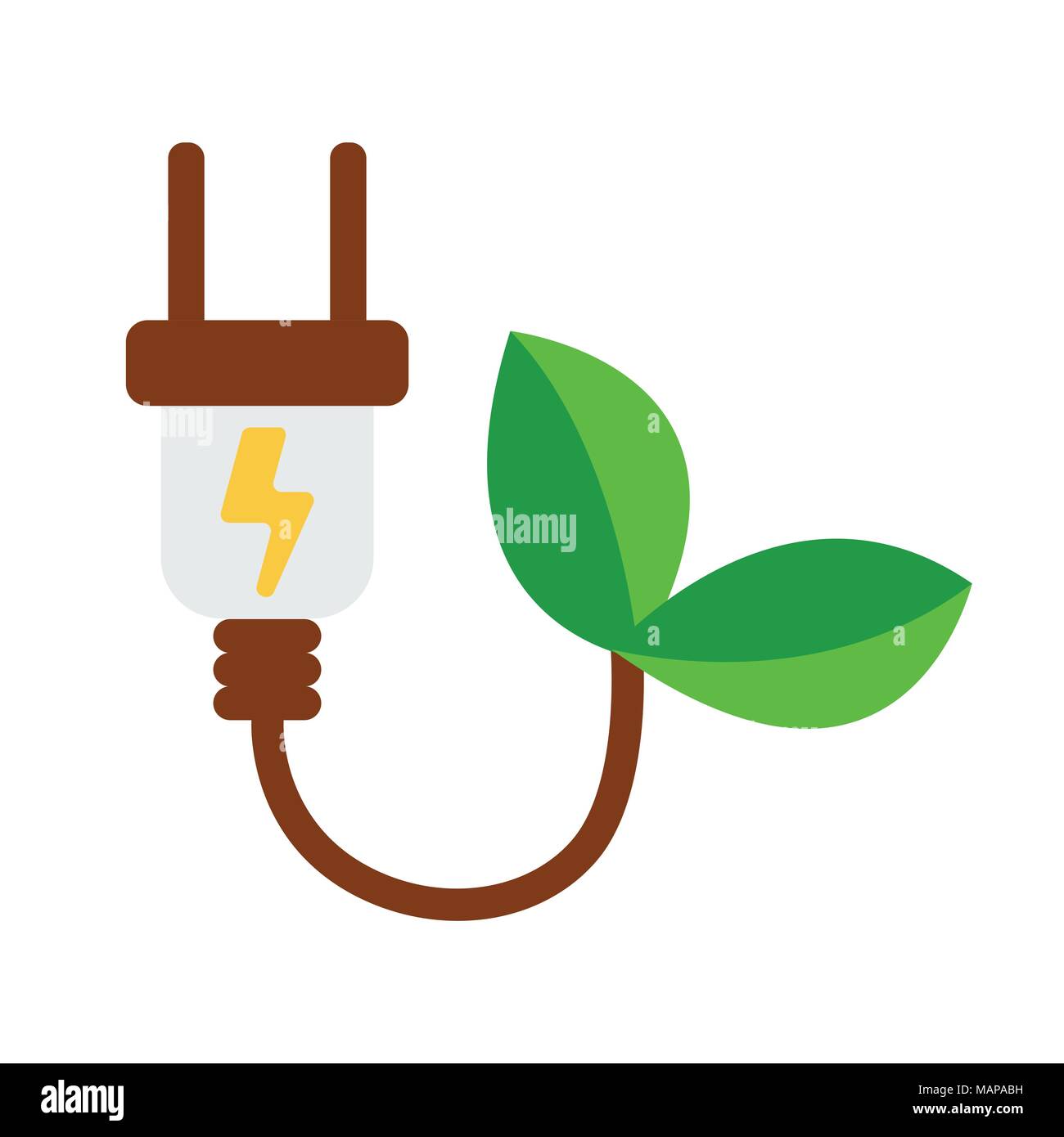 ECO Electra Plug-Symbol. Energy Label für Web auf weißem Hintergrund. Flache Vector Illustration. Stock Vektor