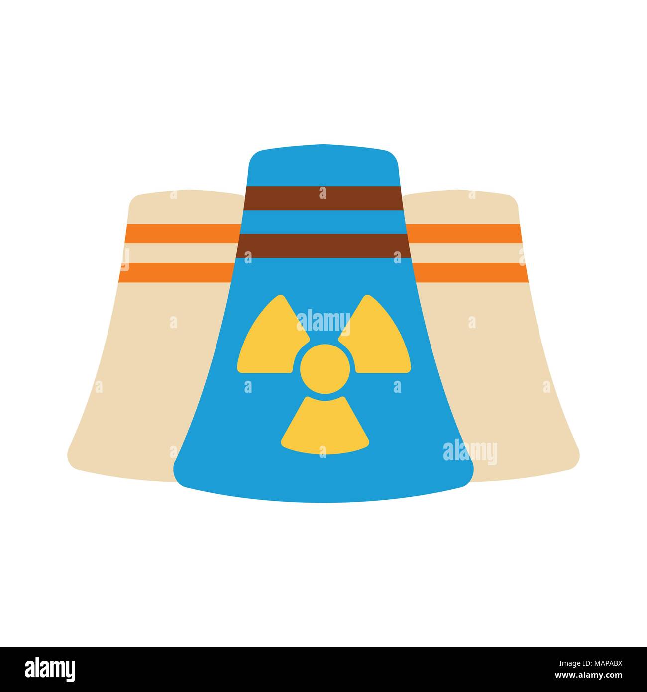 Atomkraftwerk Symbol. Energy Label für Web auf weißem Hintergrund. Flache Vector Illustration. Stock Vektor