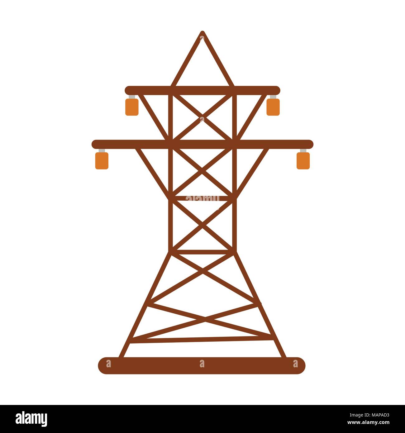 Elektrische Turm Symbol. Energy Label für Web auf weißem Hintergrund. Flache Vector Illustration. Stock Vektor