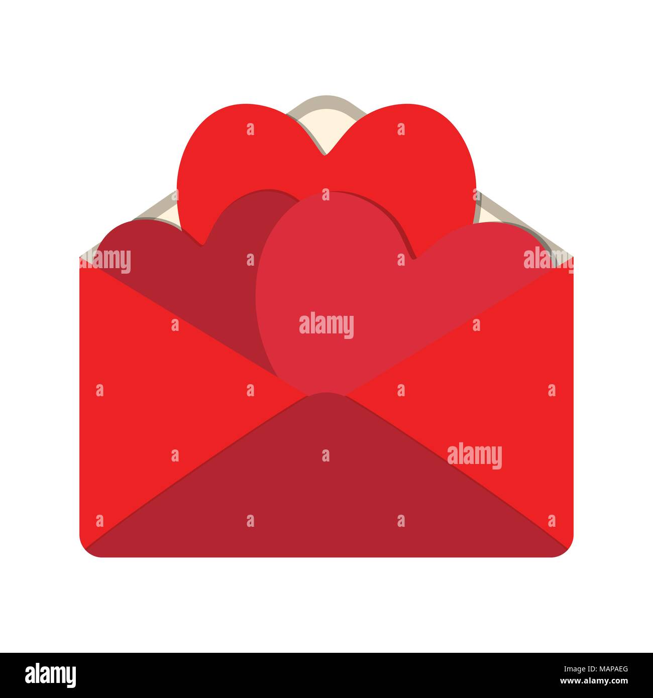 Valentine Symbol Mail. Liebe und Geschenke für Web auf weißem Hintergrund. Flache Vector Illustration. Stock Vektor