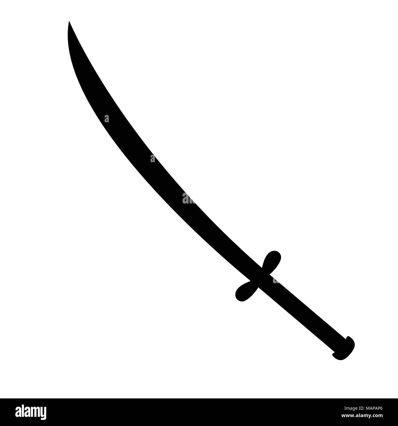 Schwert Symbol. Etikett der Phantasie und der mittelalterliche Waffe. Einfache Stil. Vector Illustration Logo. Stock Vektor