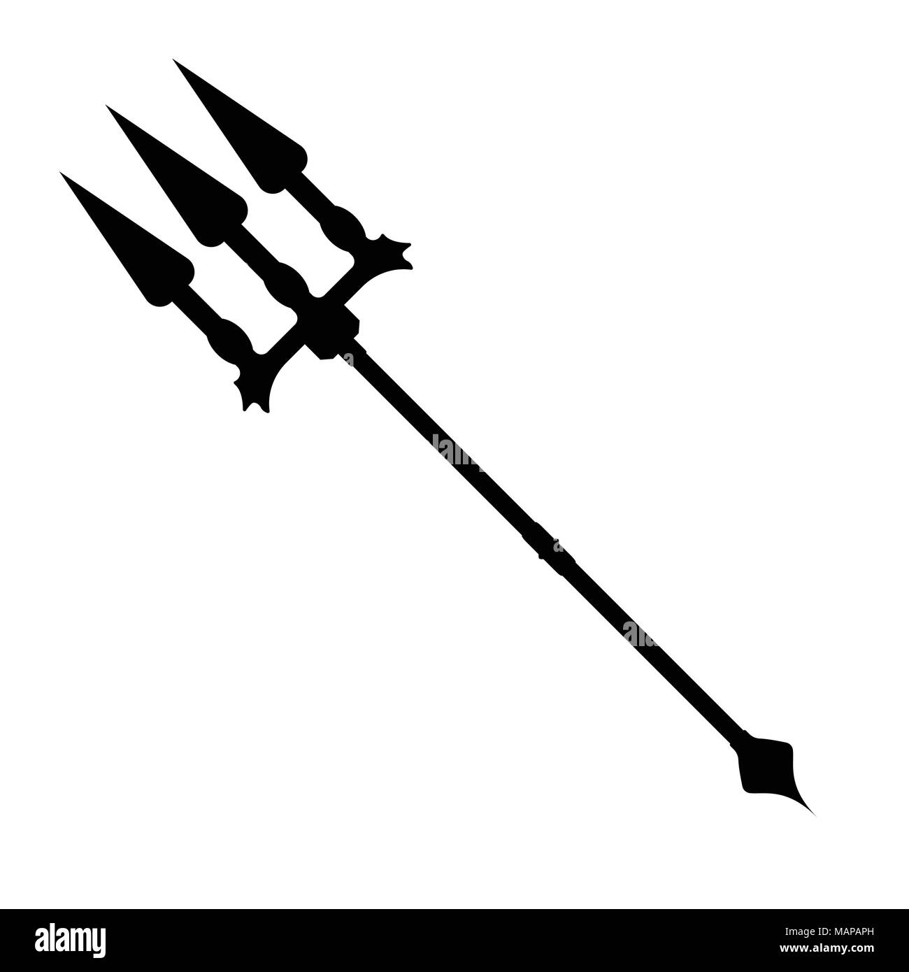 Trident Symbol. Etikett der Phantasie und der mittelalterliche Waffe