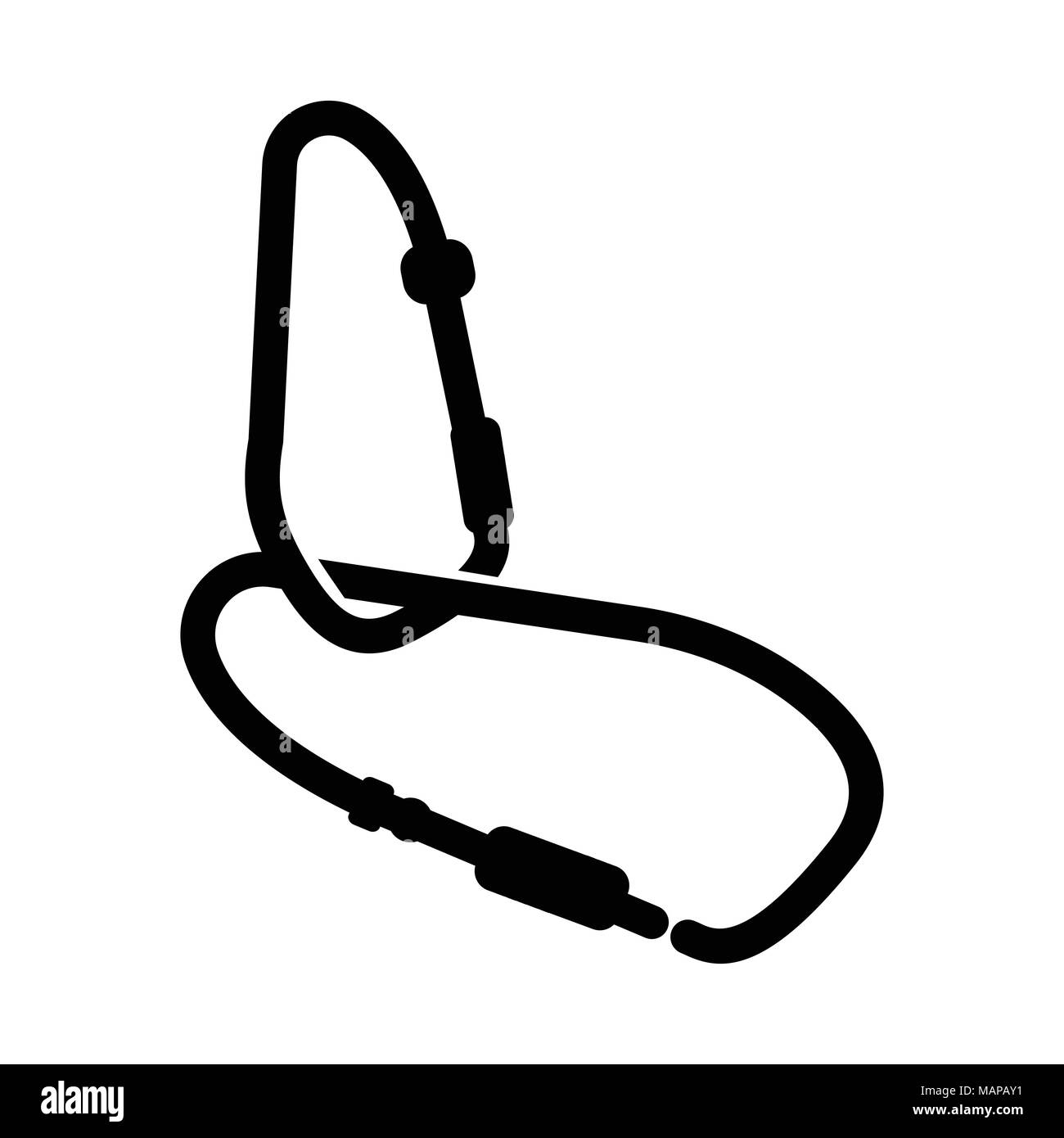 Camping Ausrüstung. Karabiner auf weißem Hintergrund. ? Arbines Vector Illustration. Stock Vektor