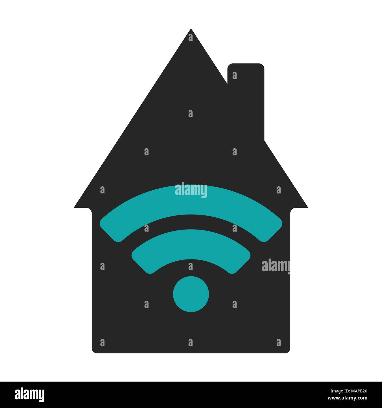 Wlan Haus. Flache Vector Illustration auf weißem Hintergrund. Stock Vektor