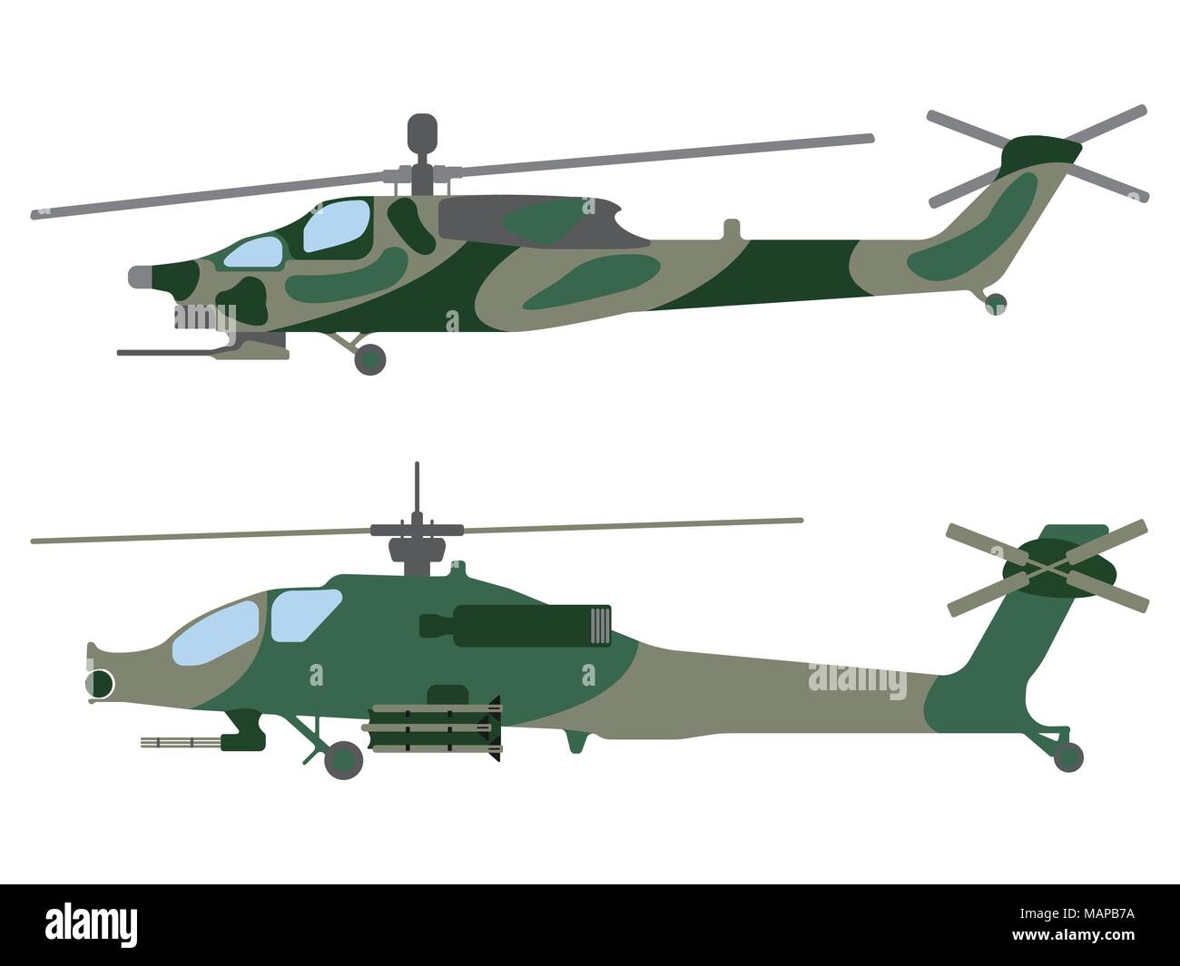 Cartoon Hubschrauber. Militärische Ausrüstung Symbol. Vector Illustration. Stock Vektor