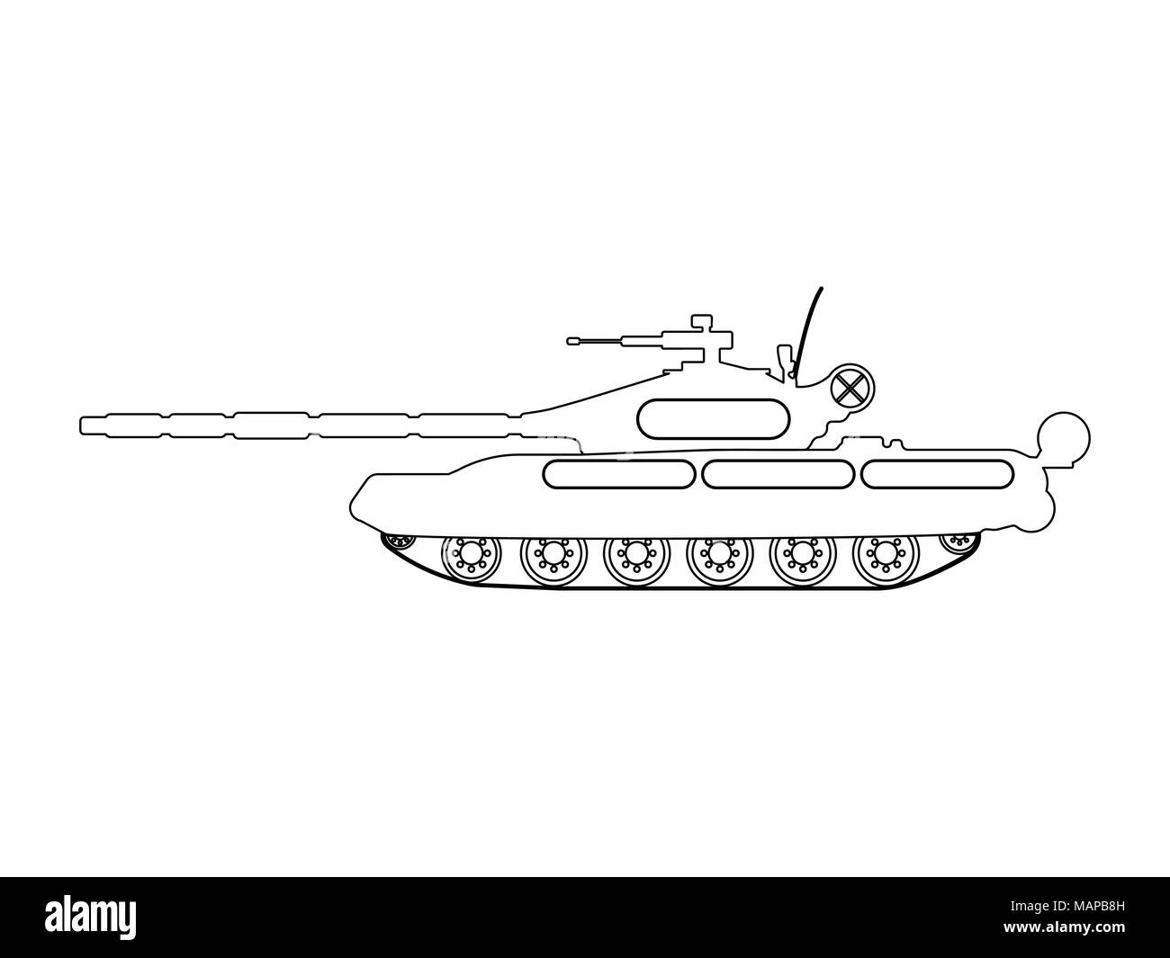 Tank skizzieren. Militärische Ausrüstung Symbol. Vector Illustration. Stock Vektor