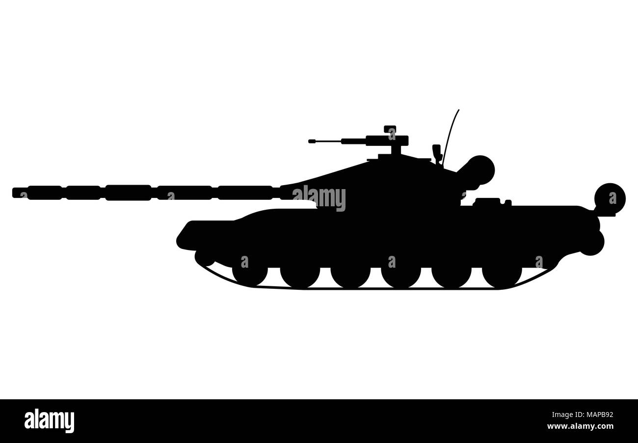 Tank Silhouette. Militärische Ausrüstung Symbol. Vector Illustration. Stock Vektor